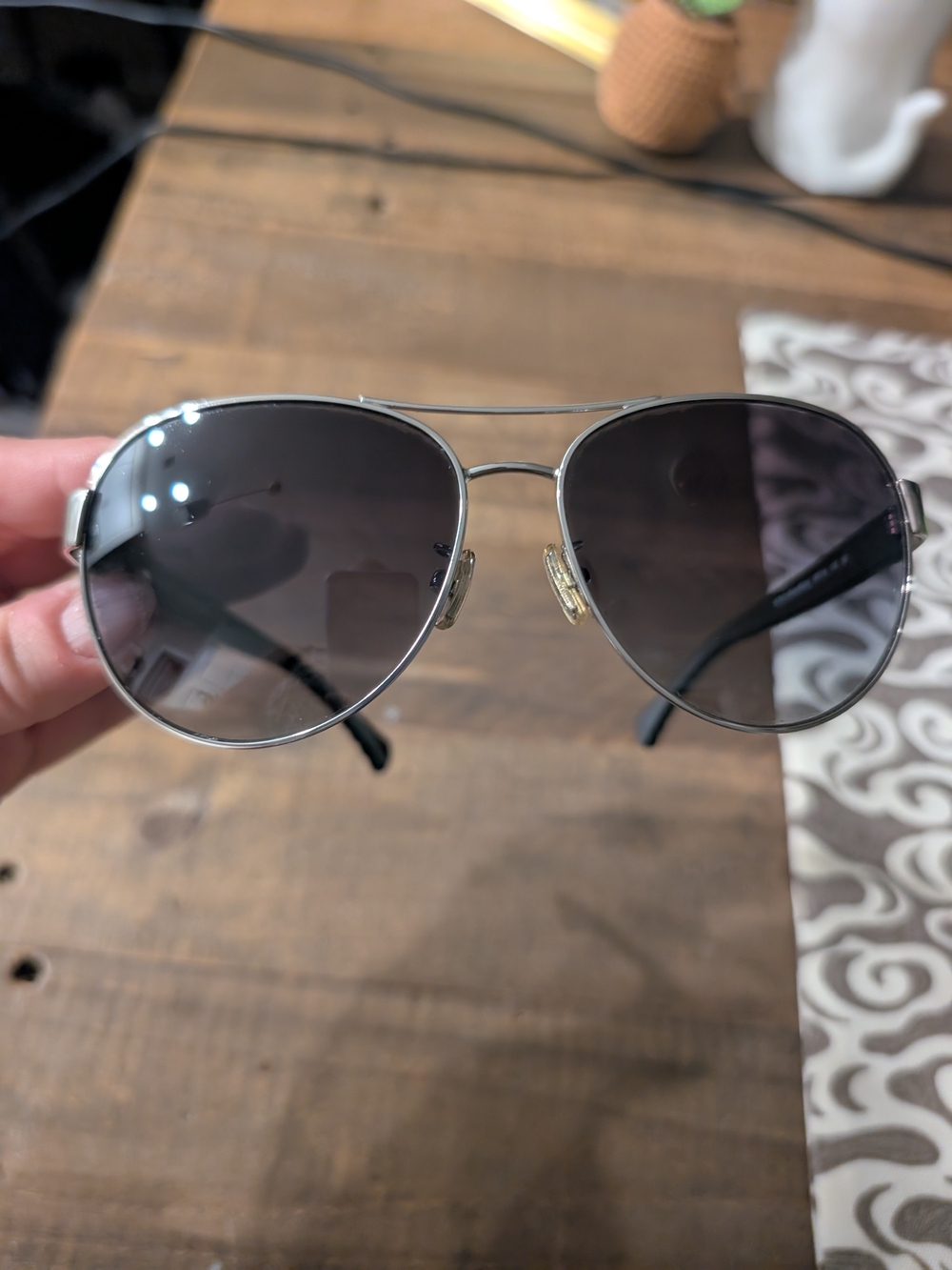 Women's Black Coach Olivia Aviator Sunglasses - Classic Metal Frame